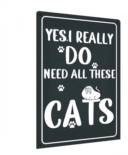 Carastora Funny Cat Lover Sign – Vintage Metal Wall Decor for Home, Office, or Shelf – Humorous Tin Sign for Crazy Cat People, 12x8 Inches - Image 1