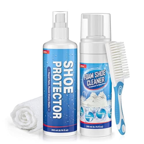 Jevvu Shoe Cleaner Kit, 2-in-1 Shoe Cleaner & Shoe Protector Spray for White Shoes, Removes and Resists Stains - Image 1