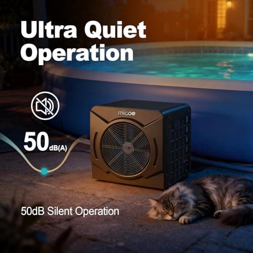 MICOE 18000 BTU Pool Heater for Above Ground Pools, Swimming Pool Heat Pump, Heating and Cooling, Smart App Control，Titanium Heat Exchanger, Ultra Quiet 50dB, 110V - Thumbnail 3
