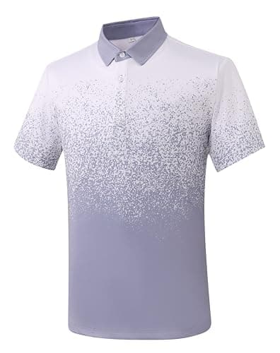 Bnosio Men's Polo Shirts Short Sleeve Moisture Wicking Fashion Print Hawaiian Golf Shirts for Men Grey Dot XXL - Image 1