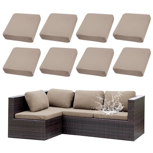 SUKAIKEQA Outdoor Cushion Covers Set,8PCS Waterproof Patio Furniture Couch Seat Slipcovers, Replacement for Sofa Sectional Chair(Cover，Only) - Image 1