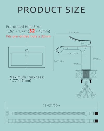 BELZ Black Bathroom Faucet 1 Hole, Modern Vanity Faucet for Bathroom Sink, Lead-Free Single Handle Basin Faucet with Pop-up Drain - Thumbnail 2