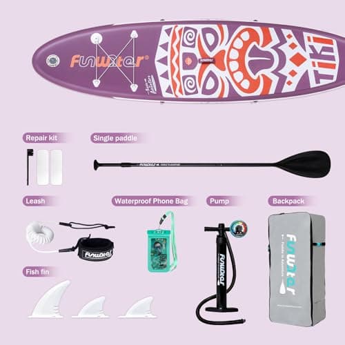 FunWater 10'6×33"×6" Inflatable Stand Up Paddle Board with Premium SUP Paddleboard Accessories, Wide Stable Anti-Slip EVA Deck,Paddle Boards for Adults & Youth of All Skill Levels - Thumbnail 4