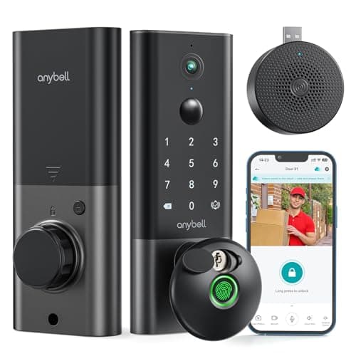 ANYBELL Fingerprint Smart Door Lock, Keyless Entry Door Lock with Camera, Built-in Wi-Fi Deadbolt for Front Door, Auto Lock, App Control, 2-Way Audio - Image 1