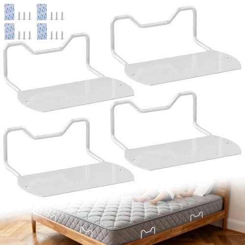 Mdkave Mattress Slide Stopper,Mattress Retainer Bar,Mattress Retainer Bar for Adjustable Bed,Wider Taller Non Slip Mattress Gripper,Anti Mattress Slide for Most Soft Bed(White,1.96" H,4 Pack) - Image 1