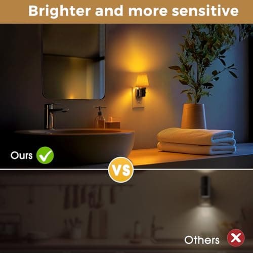 L LOHAS LED Night Lights Plug into Wall, 2 Pack Linen Fabric Round Platform Decor Night Light, Dusk to Dawn Sensor Vintage Nightlight, Amber Warm 0-100LM Dimmable, for Bedroom Living Room Hallway - Thumbnail 6