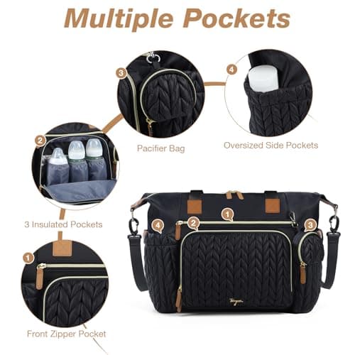 Tonyeee Diaper Bag Tote, Large Baby Hospital Bag for Labor Delivery Mom - Thumbnail 5