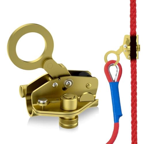 Loodmeo Self-Locking Rope Grab Ascender, Alloy Steel, Suitable for Heavy Industry/Roofing/Construction/Fall Protection/Tree Trimming/Lifeline, Compliant with OSHA/ANSI Standards (Gold14-16mm) - Image 1