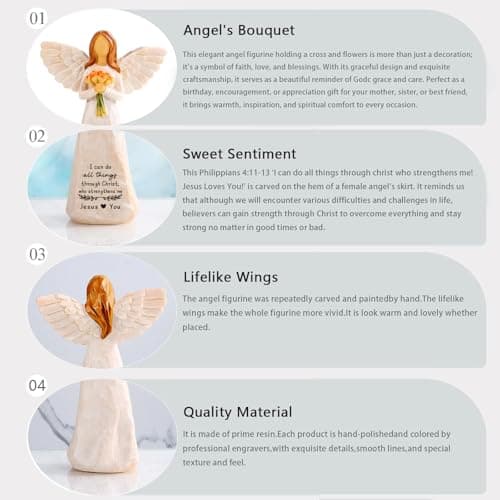 Kohehe Christian Gifts for Women,Gifts for Catholic Women,5.5'' Handmade Jesus Loves You Angel Figurine Gift for Woman,Inspirational Gifts for Mom Sister Grandma and Best Friend - Thumbnail 5