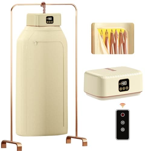 Portable Clothes Dryer, 8H Timer, w/Remote Control & Dry Bag, Mini Compact Foldable Fast Electric Dryer Machine for Laundry, Travel, Apartment, RV, Dorm, Quiet 45dB, Energy Save, 600W - Image 1