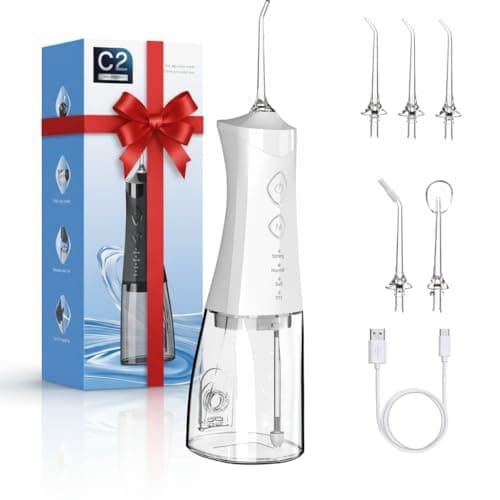 Water Dental Flosser Cordless for Teeth, 350ML Water Dental Flosser Teeth Pick 4 Modes Portable Oral Irrigator with 4 Jet Tips Rechargeable Flossers Oral Irrigator IPX7 Waterproof for Home Travel - Image 1