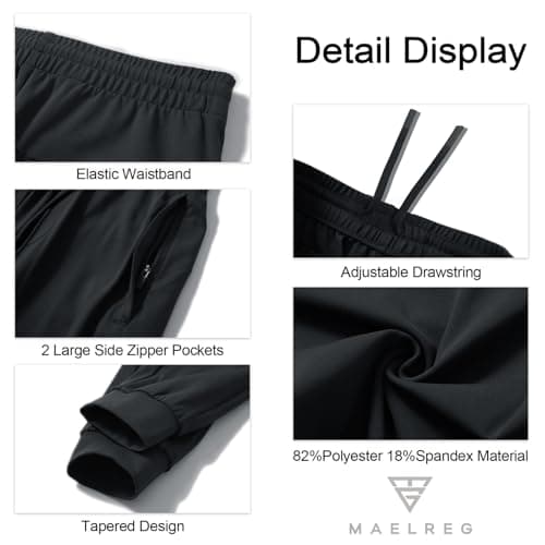 M MAELREG Boys Hiking Pants with Pockets Youth Dry Fit Casual Soft Kid Tapered Leg Sweatpants Uniform Pants for Boy Black - Thumbnail 4