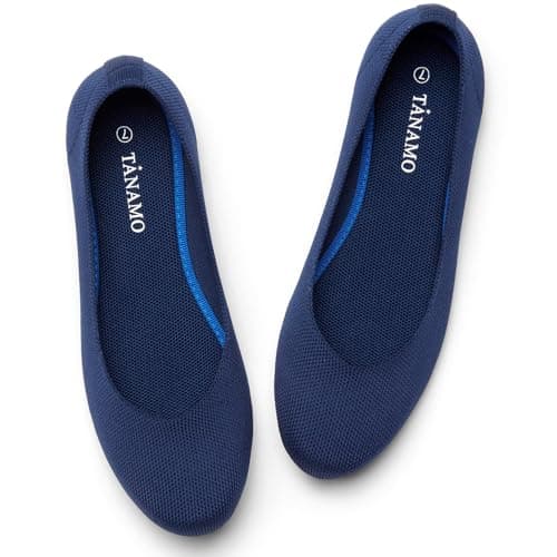 Tanamo Women's Flat Ballet Shoes Knit Flat Shoes for Women Round Toe Slip on Women Flats for Dressy Casual Office Work Wedding Comfort Soft Blue Size9.5 - Image 1