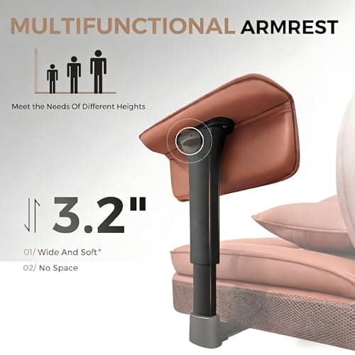 ALLGOD Heavy Duty Big and Tall Office Chair 500LBS, Ergonomic High Back Executive Desk Chair with Footrest, 23.6'' Wide Padded Seat Gaming Computer Chair with Lumbar Support, Adjustable Armrest, Brown - Thumbnail 3