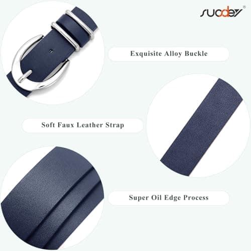 SUOSDEY Women Leather Belts for Jeans Pants Dresses Skinny Leather Belts with Gold Buckle - Thumbnail 4