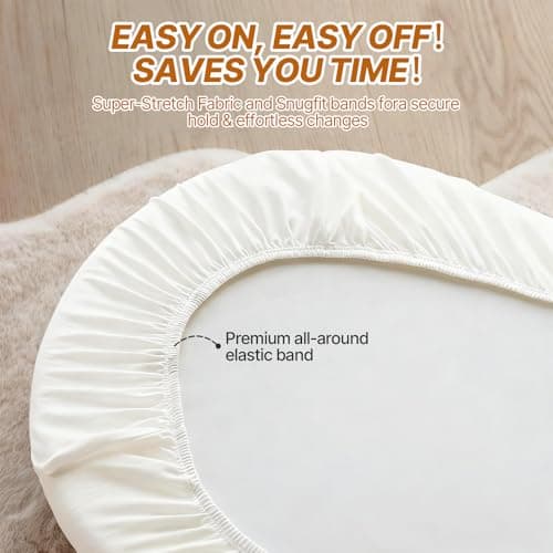 2-Pack Fitted Bassinet Sheets for Baby Girl Boy - Soft Waterproof Breathable Bassinet Mattress Protector, Compatible with Hourglass, Moses Basket, and Oval & Standard Rectangle Bassinet Mattresses - Thumbnail 4