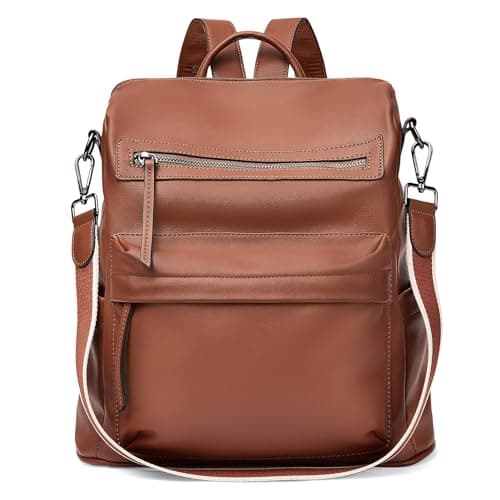 Telena Backpack Purse for Women Ladies Shoulder Fashion Bags Travel Purse Brown - Image 1