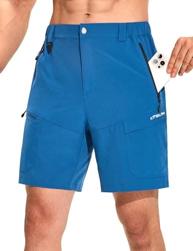 KPSUN Men's 7" Hiking Cargo Shorts Lightweight Quick Dry Tactical Golf Shorts with Zipper Pockets for Fishing Camping Work(DarkBlue 3XL) - Image 1