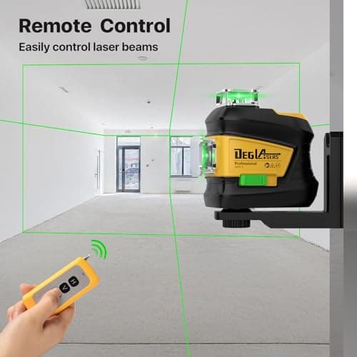 Laser Level 360 Self Leveling,DEGLASERS 3x360 Green Cross Line Laser Level for Construction and Picture Hanging with Rechargeable Battery(30Hrs), Remote Control, Magnetic Bracket, Portable Bag - Thumbnail 5
