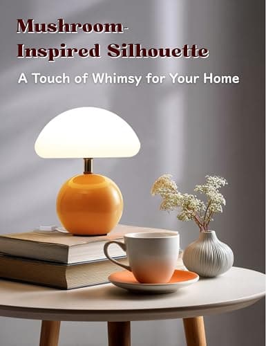 Joyzy Mushroom Table Lamp for Bedroom Light, Desk Bedside Small Lamps for Living Room Night Stands, Mushroom Lighting Decor Cute Led Modern, Unique Aesthetic Home Living Room - Thumbnail 5