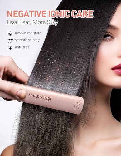 ZM ZHEMEI Hair Straightener, 1 Inch Flat Iron Hair Straightener with LED Display, Professional PTC Ceramic Negative Ion Hair Iron Dual Voltage for Women Hair, Heats up to 446°F, 6 Temps (Rosegold) - Thumbnail 4