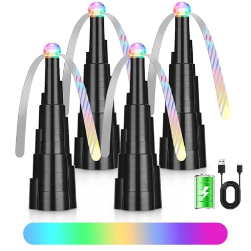 LEOFI Fly Fans for Tables, Bug Fans, Food Fan,Tabletop Fan Rechargeable Soft Holographic Blades for Picnic, Party, Outdoor&Indoor Dining,4pack - Image 1