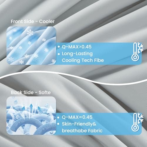Topcee Cooling Comforter-Cooling Blanket Everlasting Cold Touch for Hot Sleepers-Q-max>0.45 Double-Sided Lightweight Design Summer Ice Blanket for Night Sweats-Grey Queen Size (90"x90") - Thumbnail 5