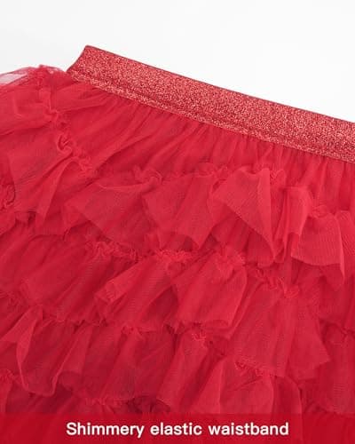 Stelle Red Tutu Skirt 5 Layered Girls Kids Mini Length Fluffy Tutu Stage Performance Costume(Red,2-3Y) - Thumbnail 5