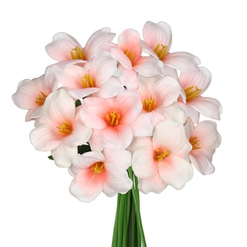 Florielle 12pcs 16" Fully Bloomed Tulip Artificial Flowers Bouquet Fake Faux Flowers for Spring Summer Home Table Centerpieces Decor Party Wedding Mother's Day Easter Gifts Decorations (Peach Pink) - Image 1