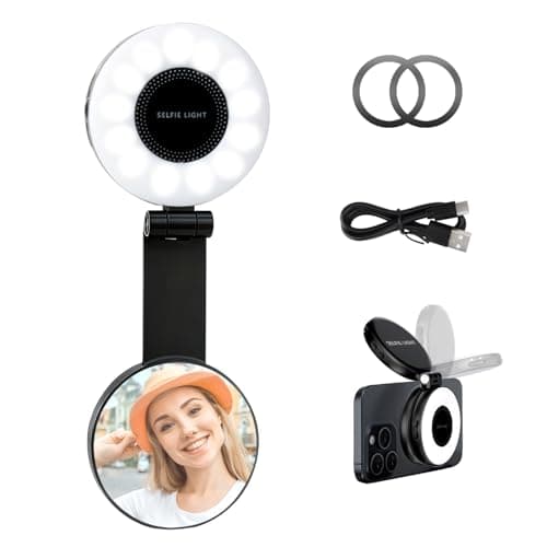 Magnetic Selfie Light for iPhone with Mirror Foldable Magnetic Fill Light with Sticky Ring for Android Rechargeable Portable Phone Ring Lights for Selfies, Video, Makeup, Vlog, Tiktok, CRI95 - Image 1