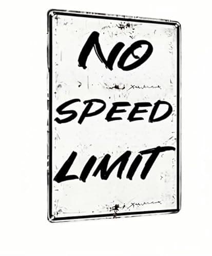 Carastora No Speed Limit Metal Sign – Rustic Tin Wall Decor for Boys’ Room, Car Enthusiasts, and Roadside Themes – 8 x 12 Inch - Image 1