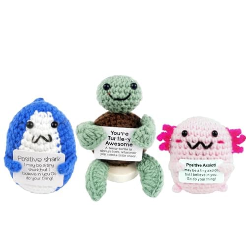 EzKnotify Funny Gifts, Positive Emotional Support Nuggets, Cute Crochet Animals for Women’s Birthday, Inspirational Gifts, Car Decor Stuff(Turtle Shark Axolotl) - Image 1