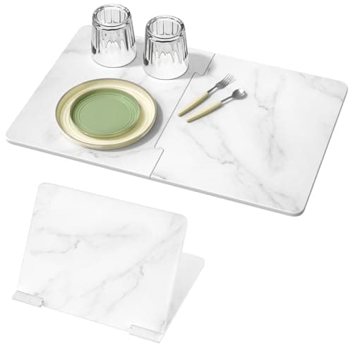 Luxspire Dish Drying Mat for Kitchen Counter 24"x16", Fast-Absorbing Stone Drying Mat Non-Slip Stone Kitchen Drying Mat for Dishes, Cups Waterproof Counter Protector for Kitchen Bath, Marble White - Image 1