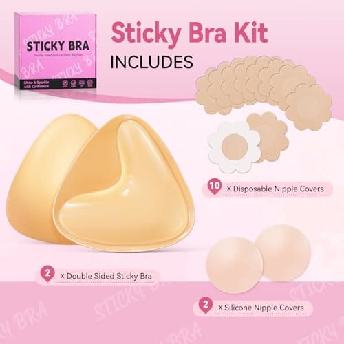 Mearter Ultra Push up Sticky Bra Pads Inserts | Double Sided Adhesive Bra Inserts | Stick on Bra for Sports Bra Swimsuit (Medium, Beige) - Thumbnail 6