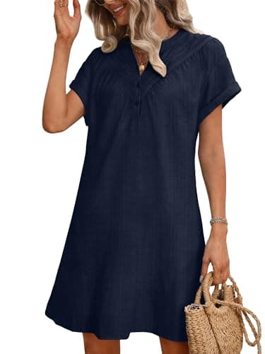 UEAL Navy Blue Dress for Women with Pockets Casual Petite Summer Dresses Sundresses X-Large Navy - Image 1