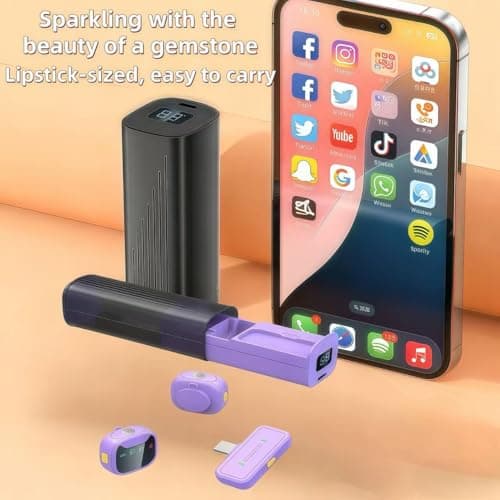 Vyrendor Professional Mini Wireless Lavalier Microphone (2-Pack), Dual Noise Canceling Lav Mic with Charging Case, Ideal for Podcast, Vlog, YouTube, iPhone & Android Device(Type-c,Receiver,Black) - Thumbnail 3