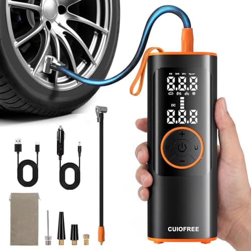 CUIOFREE Portable Tire Inflator for Car, Cordless Tire Inflator Portable Air Compressor with Digital Pressure Gauge,150PSI Dual Power, Portable Air Pump for Car Tires, Motorcycle, Bicycle, Bike, Ball