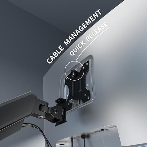 Single Monitor Arm Desk Mount，Gas Spring Monitors Arm for 17-32 inch Screens,Adjustable Computer Monitors Stand up to 4.4 to 19.8 lbs,Vesa Mount with Clamp and Grommet Base, VESA 75 & 100mm - Thumbnail 3