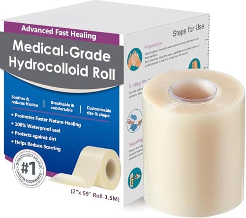 Hydrocolloid Roll for Wound Care, Medical-Grade Hydrocolloid Bandages with Self-Adhesive, Cut-to-Size Patch Bandages, Ultra Absorbent, Waterproof, First Aid Kit Essential (2in*4.8ft) - Image 1