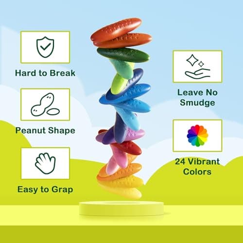 YPLUS Dinosaur Toys with Peanut Crayons, Montessori Sensory Fine Motor Learning Toys 24 Colors Toddler Crayons Box Toy Activity Set for Kids - Thumbnail 3