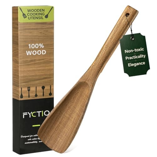 Wooden Spatula Spoon for Cooking, Multifunction Spatula with Built-In Resting Notch, Cooking Spoon for Nonstick Cookware, Natural Non-Toxic Acacia Wood Kitchen Utensils,12 x 2.8 Inch