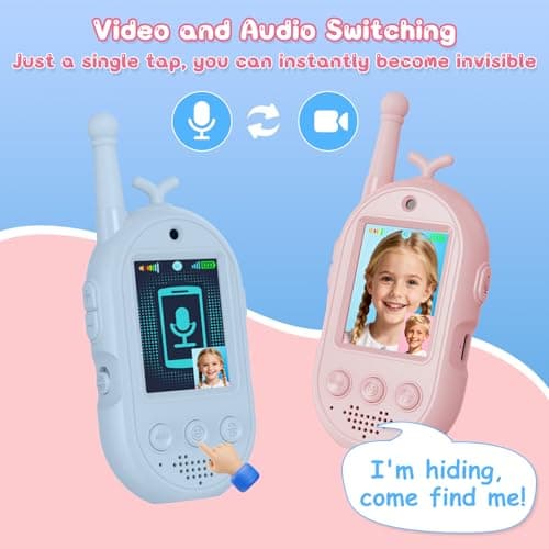 Video Walkie Talkies for Kids Toys - 2 Pack Rechargeable Walkie Talkie with Camera,Long Range 2 Way Radio for Outdoor Camping Games,Christmas Birthday Gifts for Boys Girls Age 3-12(Pink+Blue) - Thumbnail 3