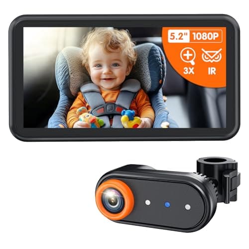 LUCKVIEW BM2A Baby Car Camera – 3X Zoom to See Baby Clearly, 5.2" 1080P Display & Auto IR Night Vision, Rear-Facing View Monitor, Easy Install for Parents & Pet Owners - Image 1