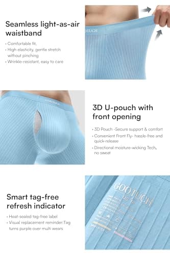 GOOTUCH Boxer Briefs For Men Packs, Breathable & Moisture Wicking Men's Underwear, Comfort Stretch Waistband, Second Skin & Anti Chafe For Running Golf Grey Blue/Gray/Blue/Green (4 pack) L - Thumbnail 6