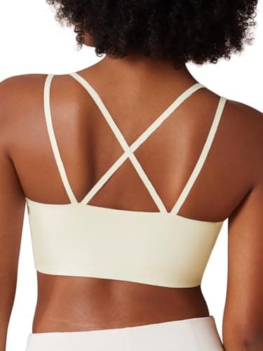 Tarbo T-Shirt Bras for Women No Underwire Criss Cross Back Bra Wireless Seamless No Padding Invisible Bralettes White L - Thumbnail 3