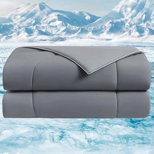 Twin XL Cooling Comforter – Down Alternative Lightweight Quilt for Hot Sleepers & Night Sweats, Reversible Cloud-Soft Summer Bedding for Dorms & All-Season, Grey - Image 1