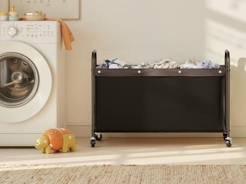 StorageWorks Toy Chest Storage with Wheels, Extra Large Kids Toy Box, Toy Storage Organizer, Metal Toybox for Bedroom, Living Room Area, Kids Room, 135L, Black - Thumbnail 4