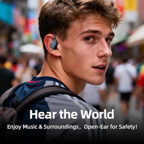 ATHONGL Open Ear Earbuds,Bluetooth 5.4 100H Playtime Stereo Wireless Earphones with Ultra-Comfort, Snug Fit Ergonomic Earhook for Sports/Fitness/Travel/Workouts (Blue) - Thumbnail 5