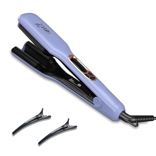 JINRI Hair Iron, Hair Brush, Pumped-Up Volume, Adjustable Temp, 360 ° Tail Rotation, Lasting Volume, for Short Or Thin Hair, Dual Voltage (100-240V), Volumizing Hair Iron, Purple, 1.28 inch - Image 1