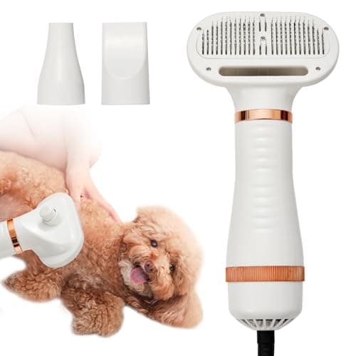3-in-1 Pet Hair Dryer Brush for Dogs & Cats Portable, Dog Hair Blower & Slicker Brush Adjustable Temp (Low/Middle/High), Overheat Protection - Image 1
